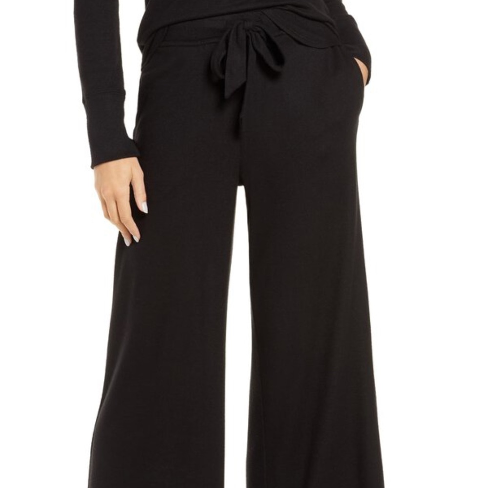 BP black wide leg tie cropped pants